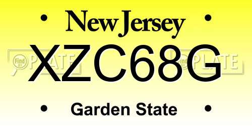 XZC68G New Jersey License Plate