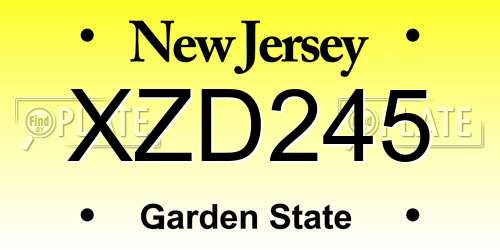 XZD245 New Jersey License Plate