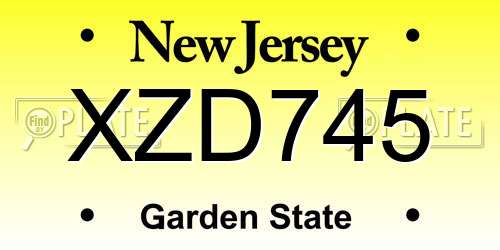 XZD745 New Jersey License Plate
