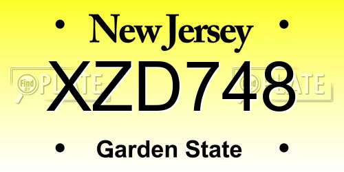 XZD748 New Jersey License Plate