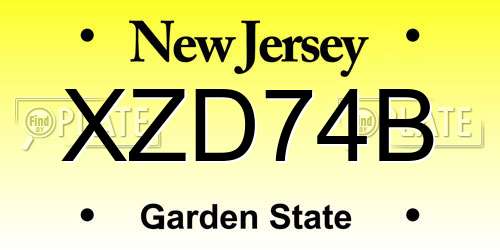 XZD74B New Jersey License Plate