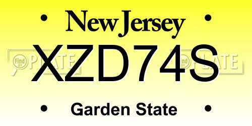 XZD74S New Jersey License Plate