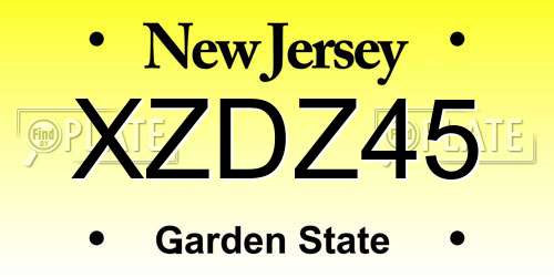 XZDZ45 New Jersey License Plate