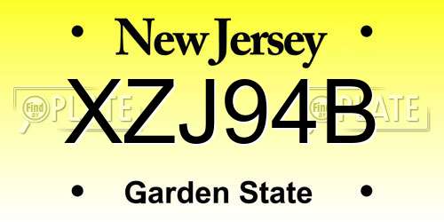 XZJ94B New Jersey License Plate