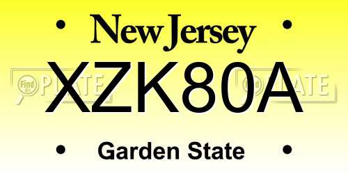 XZK80A New Jersey License Plate