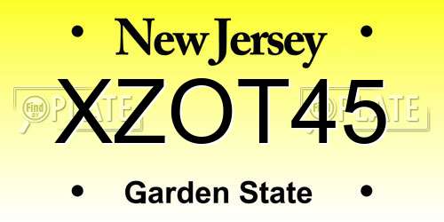 XZOT45 New Jersey License Plate