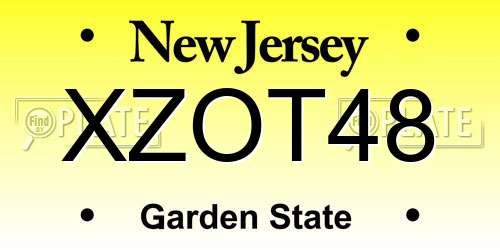 XZOT48 New Jersey License Plate