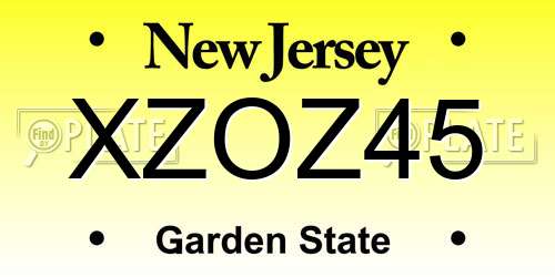 XZOZ45 New Jersey License Plate