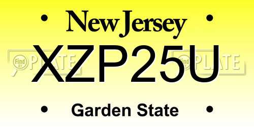 XZP25U New Jersey License Plate