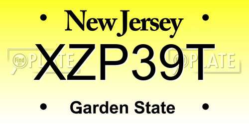 XZP39T New Jersey License Plate