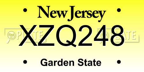 XZQ248 New Jersey License Plate