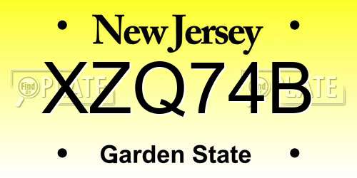 XZQ74B New Jersey License Plate