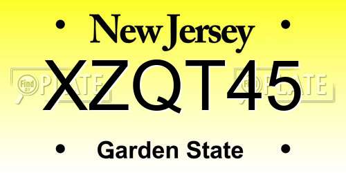 XZQT45 New Jersey License Plate