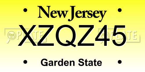 XZQZ45 New Jersey License Plate