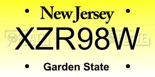 XZR98W New Jersey License Plate