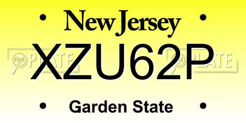 XZU62P New Jersey License Plate