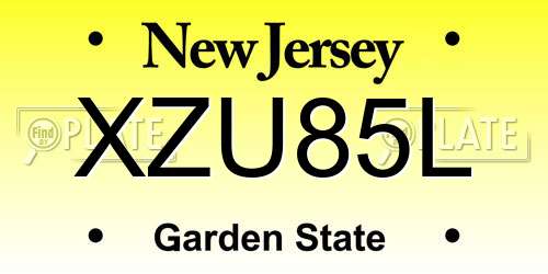 XZU85L New Jersey License Plate