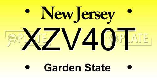 XZV40T New Jersey License Plate