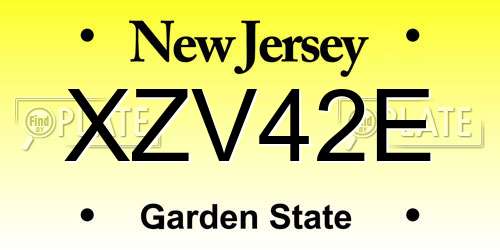 XZV42E New Jersey License Plate