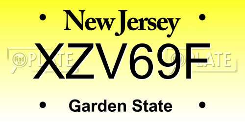 XZV69F New Jersey License Plate