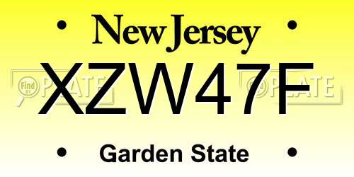 XZW47F New Jersey License Plate