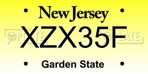 XZX35F New Jersey License Plate