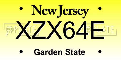 XZX64E New Jersey License Plate