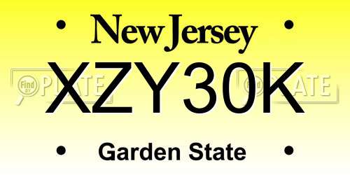 XZY30K New Jersey License Plate