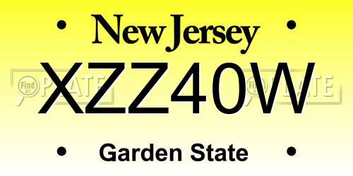 XZZ40W New Jersey License Plate
