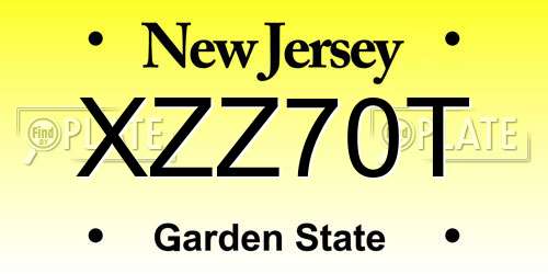 XZZ70T New Jersey License Plate