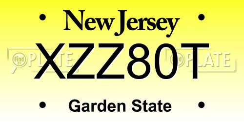 XZZ80T New Jersey License Plate