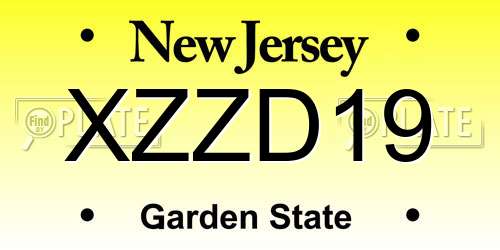 XZZD19 New Jersey License Plate
