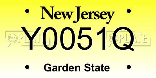 Y0051Q New Jersey License Plate