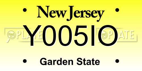 Y005IO New Jersey License Plate