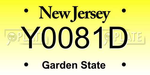 Y0081D New Jersey License Plate