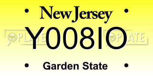 Y008IO New Jersey License Plate
