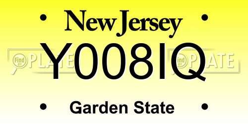 Y008IQ New Jersey License Plate