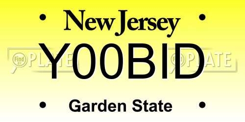 Y00BID New Jersey License Plate