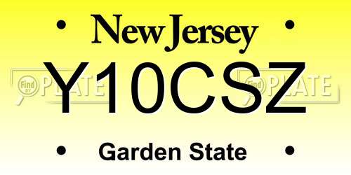 Y10CSZ New Jersey License Plate