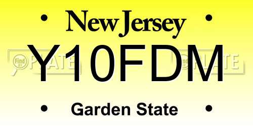 Y10FDM New Jersey License Plate