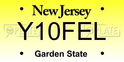 Y10FEL New Jersey License Plate