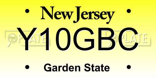 Y10GBC New Jersey License Plate