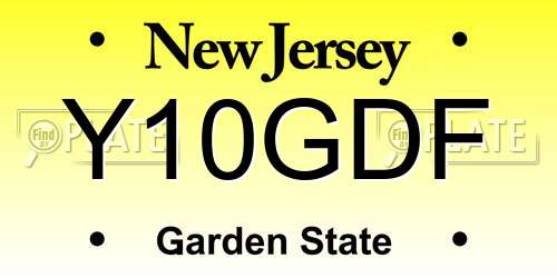 Y10GDF New Jersey License Plate