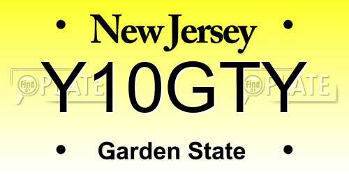 Y10GTY New Jersey License Plate