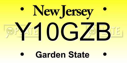 Y10GZB New Jersey License Plate