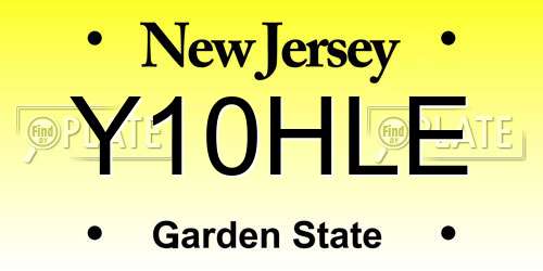 Y10HLE New Jersey License Plate
