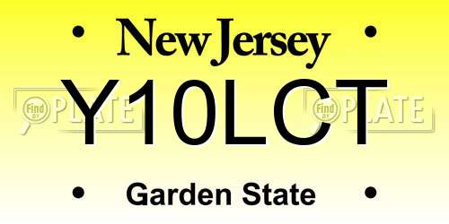 Y10LCT New Jersey License Plate