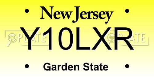 Y10LXR New Jersey License Plate