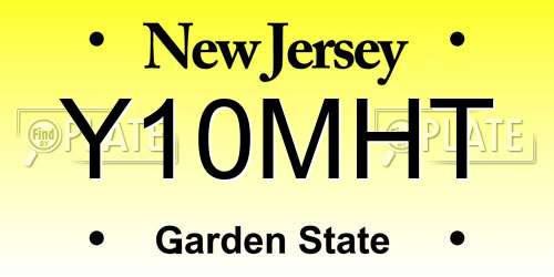Y10MHT New Jersey License Plate