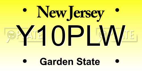 Y10PLW New Jersey License Plate